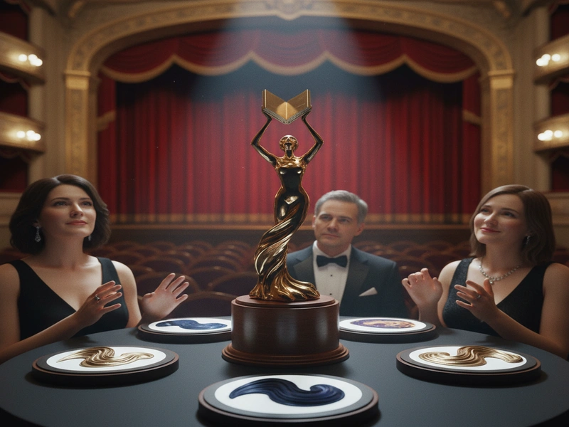 Anthony Award trophy with nominees spotlight for mystery fiction excellence