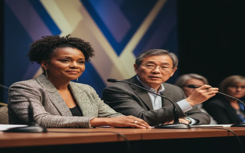 Bouchercon 2021 Guests of Honor Michael Connelly and Steph Cha during panel discussion with convention audience